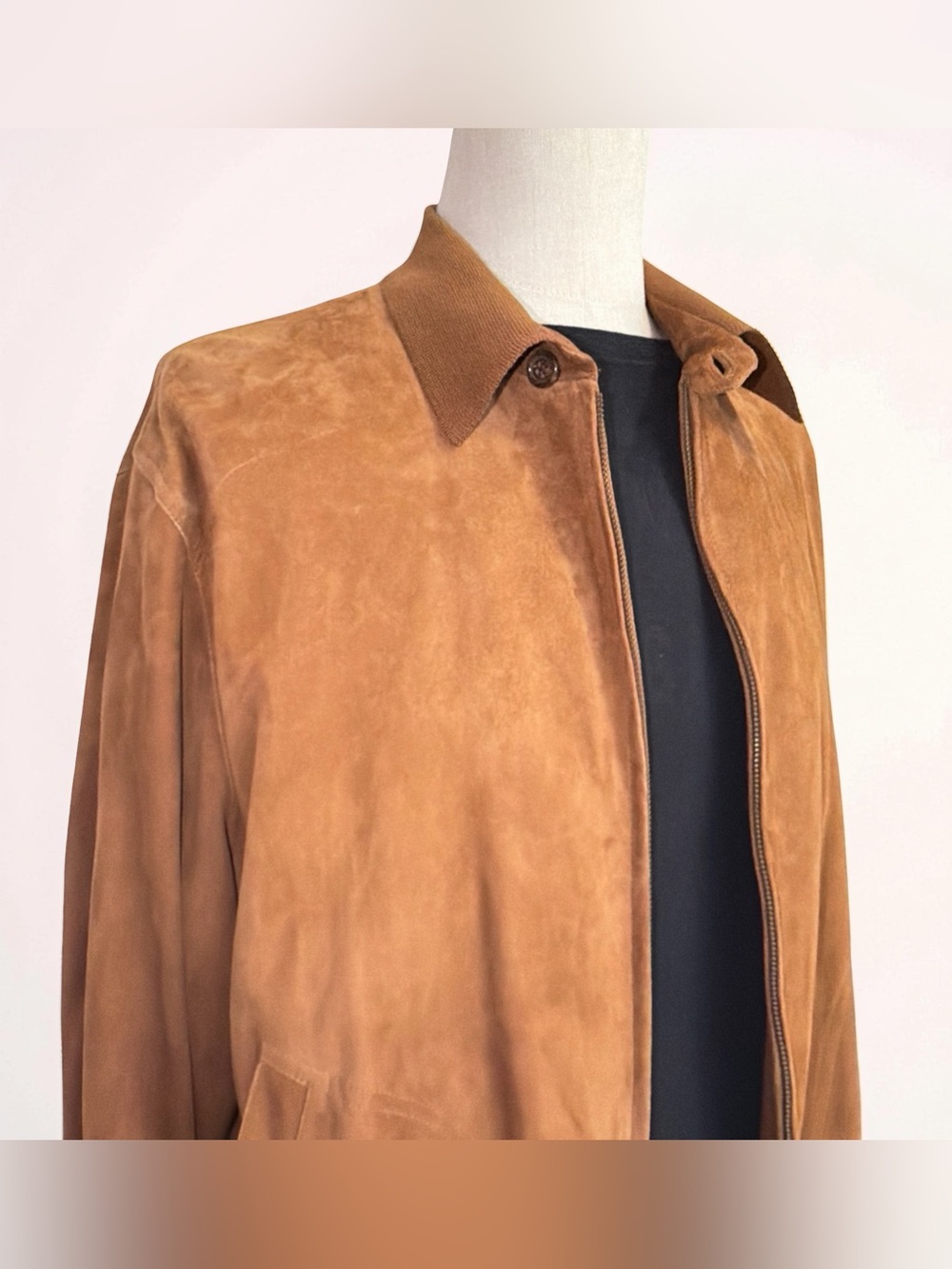 Sulka Men’s Brown Suede Leather Bomber Jacket | Size 44 | Luxury | Zip Front - Picture 13 of 16